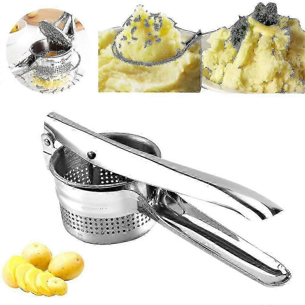 High Quality Stainless Steel Potato Masher Fruit Vegetable Press Garlic Press Household Kitchen Utensil