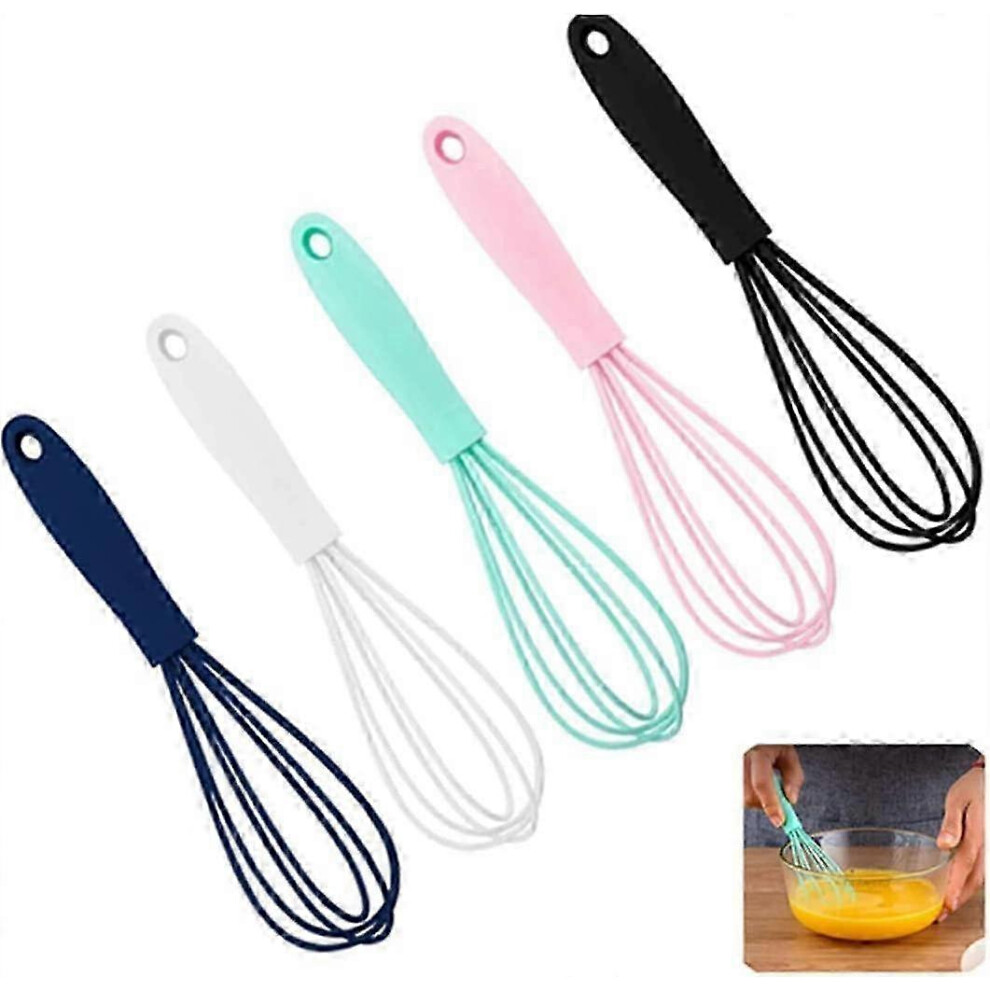 Silicone Whisk - 5 Mini Colorful Silicone Kitchen Whisks