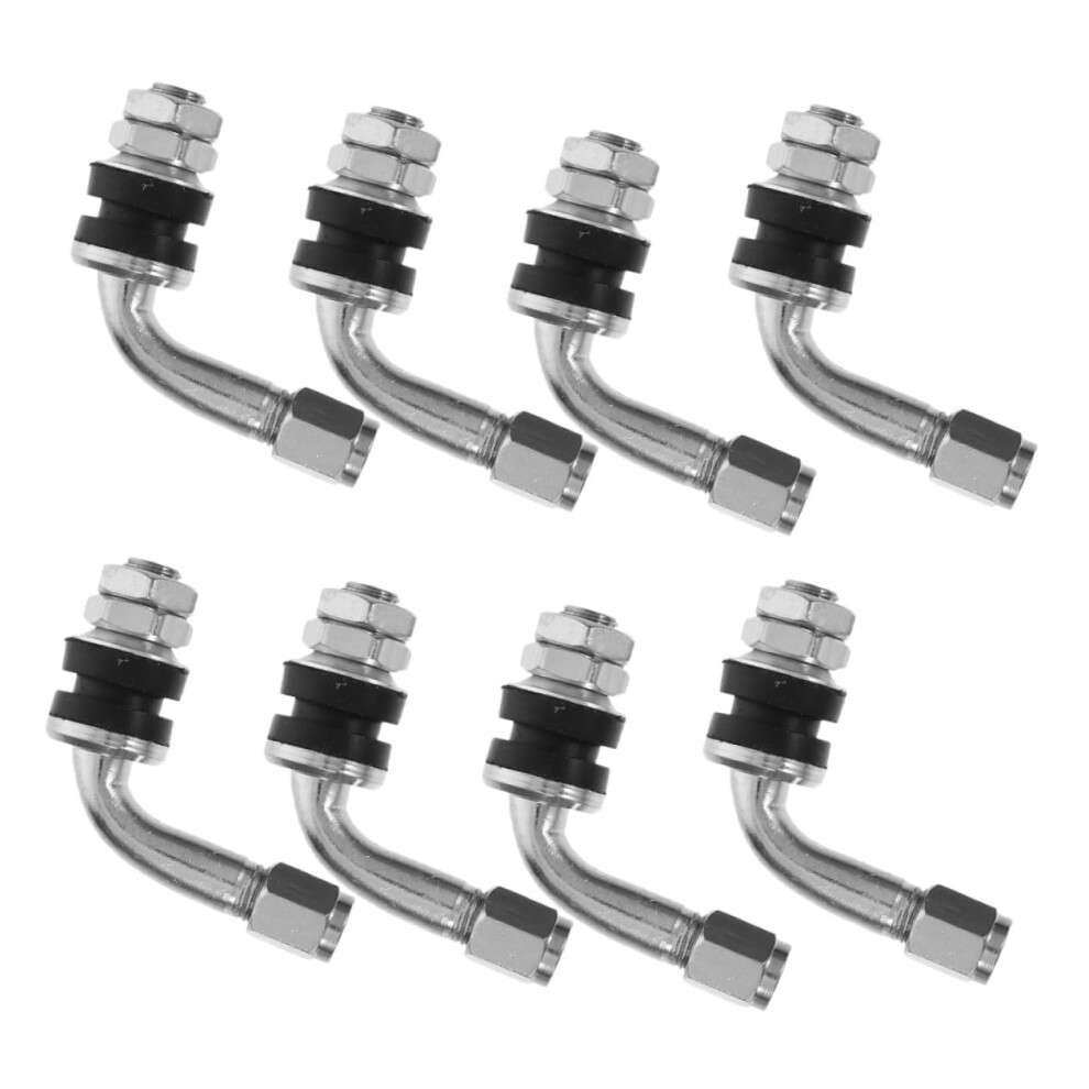 Angled Motorcycle Tire Valve Stem Extensions 8-Piece Valve Extenders For Scooter, Bike, Wheel Tire Stems Easy To Install 6447073708633