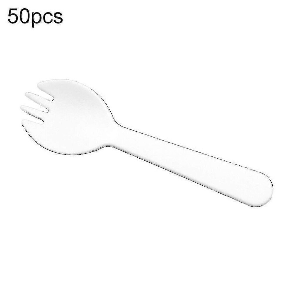 （White） 50Pcs Disposable Plastic Candy Fruit Forks Spoons Party Dessert Spoons Cutlery Jikaix - You White