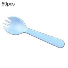 (Blue) 50 Pcs Disposable Plastic Fruit Forks Candy Dessert Spoons Party Cutlery Jikaix - you