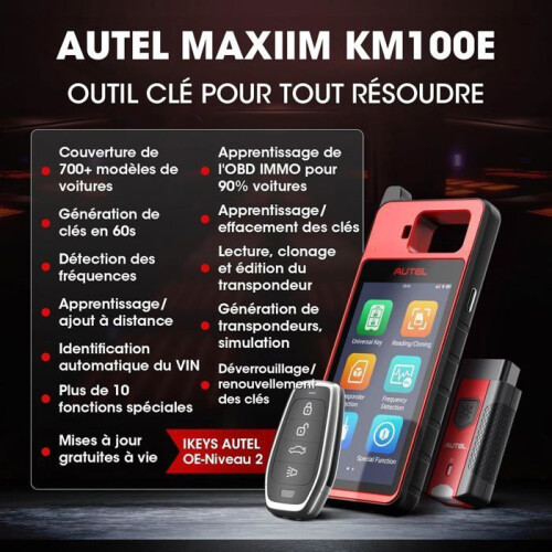 Autel Autel MaxiIM KM100E Outil Programmation Clé Antidémarrage Clé Voiture Puce Lecture/Écriture/Clone Simulation Transpondeur 2