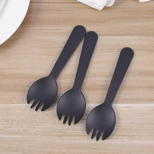 100 Pcs Disposable Plastic Pasta Spoons Fruit Forks Party Tableware Appetizer Forks Camping Forks Plastic Tableware 1