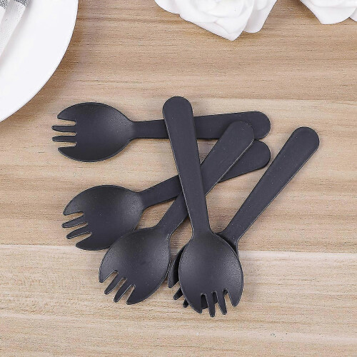100 Pcs Disposable Plastic Pasta Spoons Fruit Forks Party Tableware Appetizer Forks Camping Forks Plastic Tableware 2