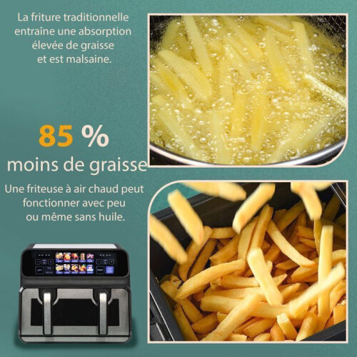 Freidora sin aceite - BAZARLAND30 - Doble cubeta 9L - 2200W - 10 programas automáticos 2