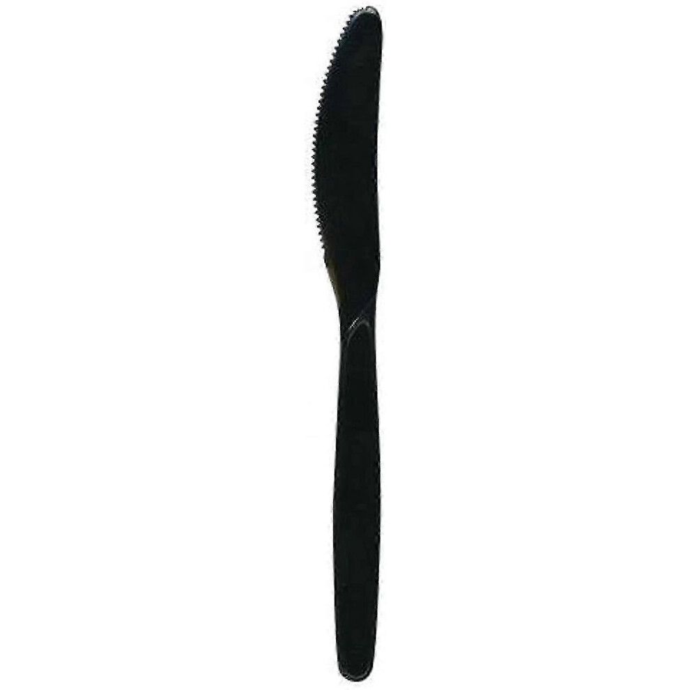 200-Piece Premium Black Plastic Cutlery Set | 100 Forks and 100 Knives | Sturdy, Reusable Plastic Cutlery for Parties and Dinners.