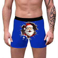 Men's Christmas Underwear Christmas Motif Boxer Shorts Breathable Cotton Printed Stretch XL Blue