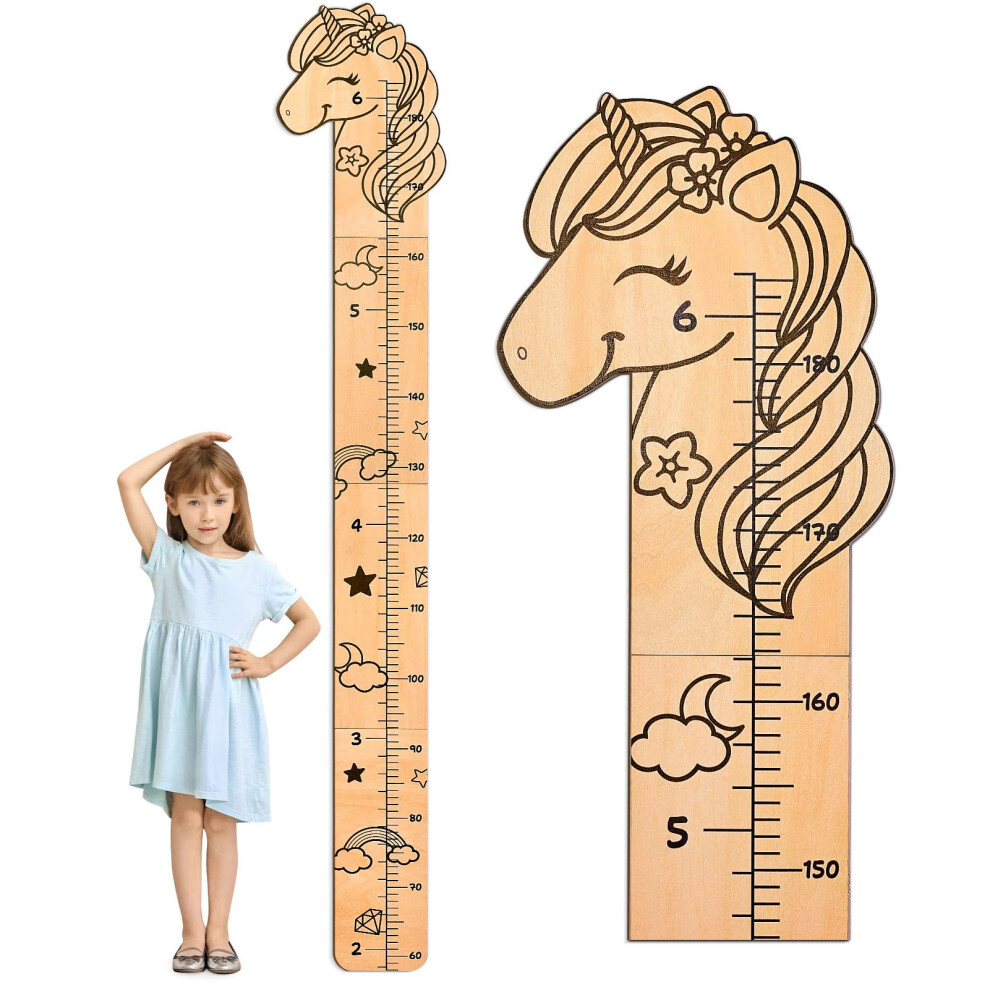 Height Chart for Kids Wooden Growth Chart for Wall, Height Measurement Ruler, Unicorn Nursery Decor