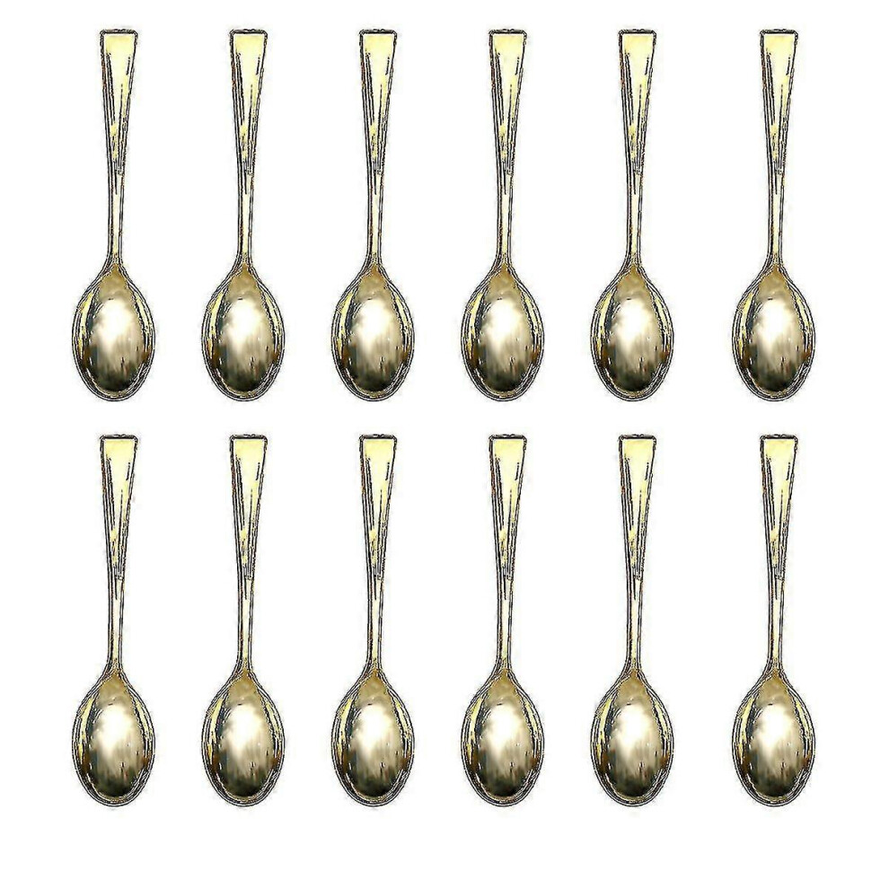 Set of 72 Gold Disposable Plastic Mini Spoons, Metal Look Plastic Cutlery for BBQ, Party, Picnic