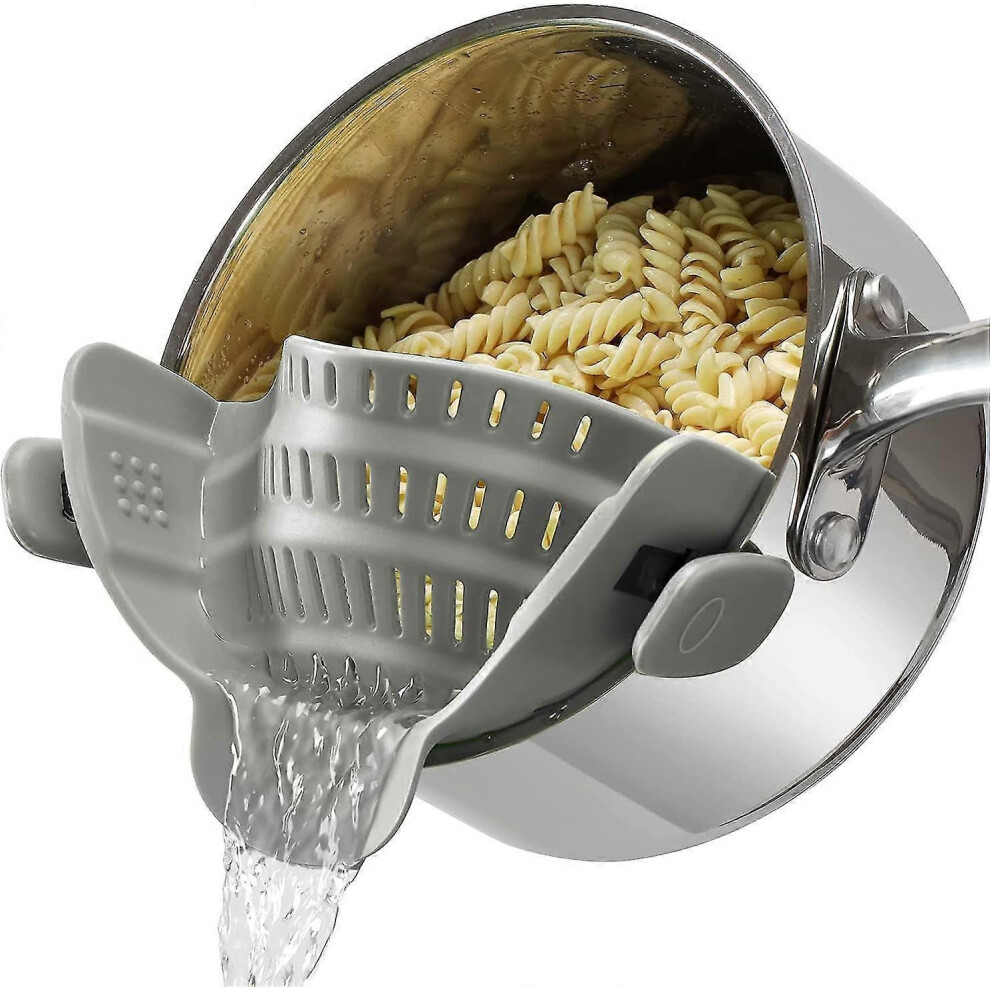 Clip-on Colander for Pots and Pans - Universal Silicone Pasta Strainer for Spaghetti, Meat, Fruits and Vegetables-image-OPC-PKHWHPM-NEW