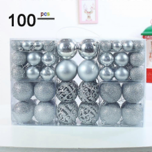 100Pcs Silver Christmas Baubles with Different Size, Unbreakable Plastic Christmas Tree Bauble, Christmas Decoration Ball for Indoor or Outdoor Party