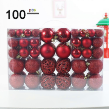 100Pcs Red Christmas Baubles with Different Size, Unbreakable Plastic Christmas Tree Bauble, Christmas Decoration Ball for Indoor or Outdoor Party Chr