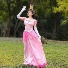 Halloween Party Performance Performance Pink Mushroom Kingdom Princess Dress Long Dress Game Role Play Performance49.79180cm