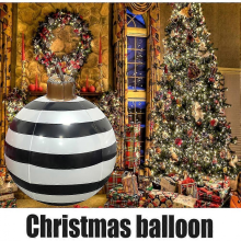 Extra Large Pvc Inflatable Christmas Balls, Christmas Decorations Clearance BallBlack and white stripes