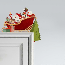 Christmas Door Frame Decoration Wooden Cartoon Santa Elk Angel Door Corner Ornament Merry Christmas Decor Home Happy New YearE