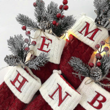 Christmas Socks Red Snowflake Alphabet Letters Christmas Knitting Stocking Christmas Tree Pendant Decorations For Home Xmas Gift C-MXBCK