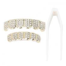Fashionable Gold Plated Hip Hop Teeth Set Alloy Unisex Rapper Costume Teeth AccessoriesGold NO.2149