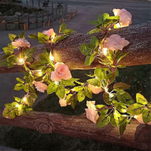 Led String Lights with Artificial Leaf Flowers Christmas Decoration Outdoor Home Wedding Fairy Garden Patio Decor10M 100LEDS8-Champagne rose