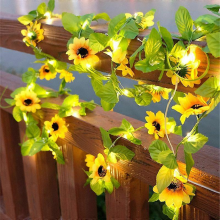 Led String Lights with Artificial Leaf Flowers Christmas Decoration Outdoor Home Wedding Fairy Garden Patio Decor2M 20LEDS6-Sun flower