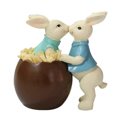 Bunny Couple Eggshell Ornament Spring Easter Decoration Micro Landscape FigurineLovers Rabbit