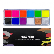 12 Colors Body Oil Paint Kid Adult Makeup Fluorescent Face Painting Palette Set for Halloween Party