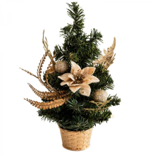 Space Saving Artificial Christmas Tree Portable Tabletop Miniature Christmas Tree Figure Charm with Realistic Detail30cm gold