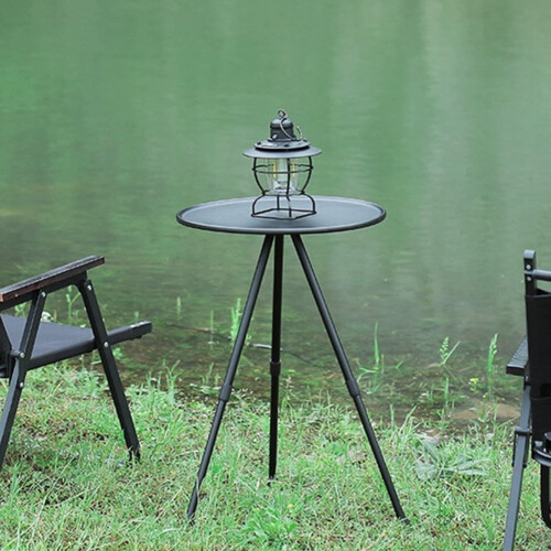 Camping Side Table Height Adjustable, Sturdy Portable For Picnics Black 2