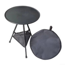 Camping Side Table Height Adjustable, Sturdy Portable For Picnics Black