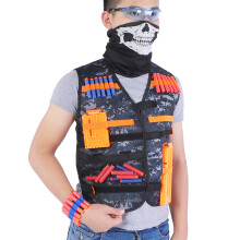 Tarnung Kinder Spielzeugwaffe Clip-Vest-Set mit Dart, Schutzbrille & Verstellbarer Passform