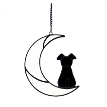 Moon Window Hanging Ornament For Dog Lovers Glass Pendant Decoration Memorial GiftsBlack