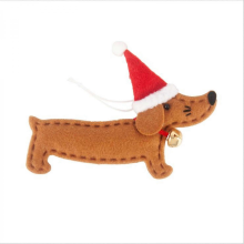 Gold Christmas Tree Dachshund Shape Hanging Decoration Ornament Window Pendant 1pcGold