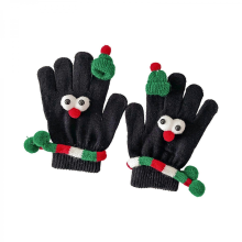 New Christmas Gloves Natal Year Red Children's Parent Child Socks Quirky Warm Five Finger GlovesBlack T