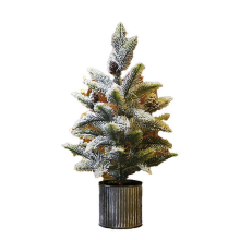 Elegant Flocked Delight: Artificial Christmas Tree With Warm White LED Lights, Environment Friendly PVC For Timeless Indoor Decor
