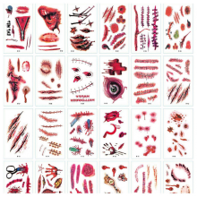 Halloween Bloody Tattoo Sticker Realistic Halloween Party Horror Tattoo Stickers30pcs