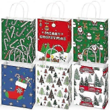 Christmas Gift Bags - 12 Pack Christmas Bags for Gifts - Large Christmas Gift Bags | Christmas Gift Baskets | christmas Treat Bags - Christmas Goodie