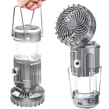 2-in-1 Solar Light and Portable Fan Folding Lantern With Bright LED USB And Solar Rechargeable For Outdoor Camping