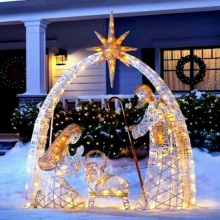 Lighted Christmas Decorations Outdoor Nativity Set, 2023 Light Up Nativity Scene Silhouette Xmas Decor for Yard with Lights StakesF