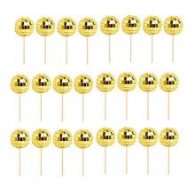 24 PCS Disco Ball Cupcake Toppers Disco Ball Cupcake Picks Reflective Mirror Ball Cake Toppers DiscGold