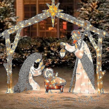 Kongque - Illuminated outdoor nativity scene, holy family garden decoration, outdoor Christmas nativity scene