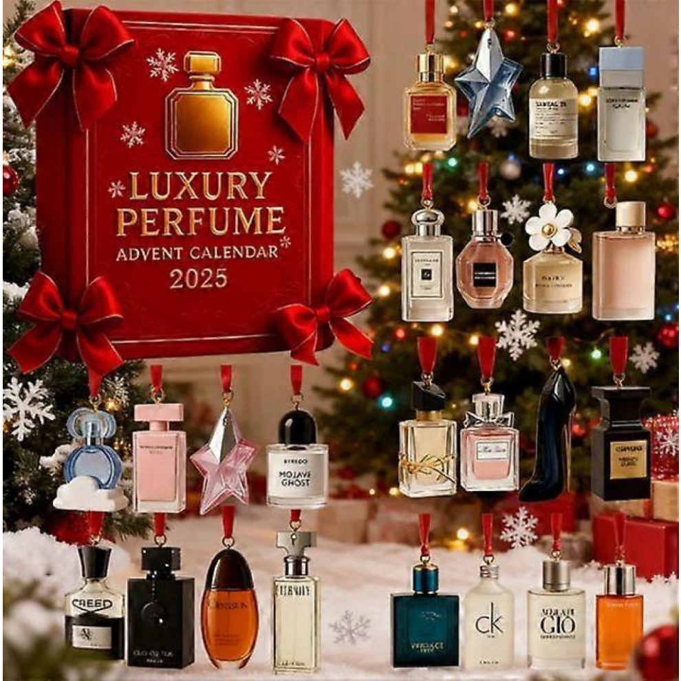 2025 Christmas Advent Calendar - 24 Days Countdown Calendar Perfume blind box Acrylic Ornaments, Reusable Christmas Tree Decor Blind Box for Kids & Fa