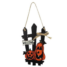 (Style 3) Ghost Festival Welcome Card Garland Door Hanging Halloween Wooden Pumpkin Black Cat Cemetery Castle Ghost Dress Up Supplies