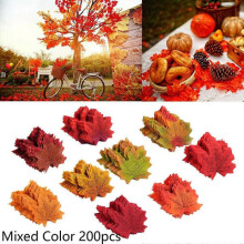 (200Pcs) 100/200Pcs Autumn Artificial Maple Leaf Fall Fake Silk Leaves Craft Christmas Halloween Wedding Party Decor Photography Props