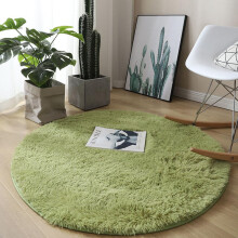 Fluffy Shaggy Area Rugs Sage Green Circle Rug 120cm Anti Slip For Living Room Bedroom Winter Mat
