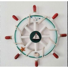 (Style10) Wall decoration, steering wheel, pirate look, ship look, made of wood 28CM