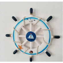 (Style12) Wall decoration, steering wheel, pirate look, ship look, made of wood 28CM