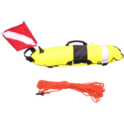 Diver Down Surface Marker Buoy With Flag And Rope Spearfishing Float Webbing Handle 1