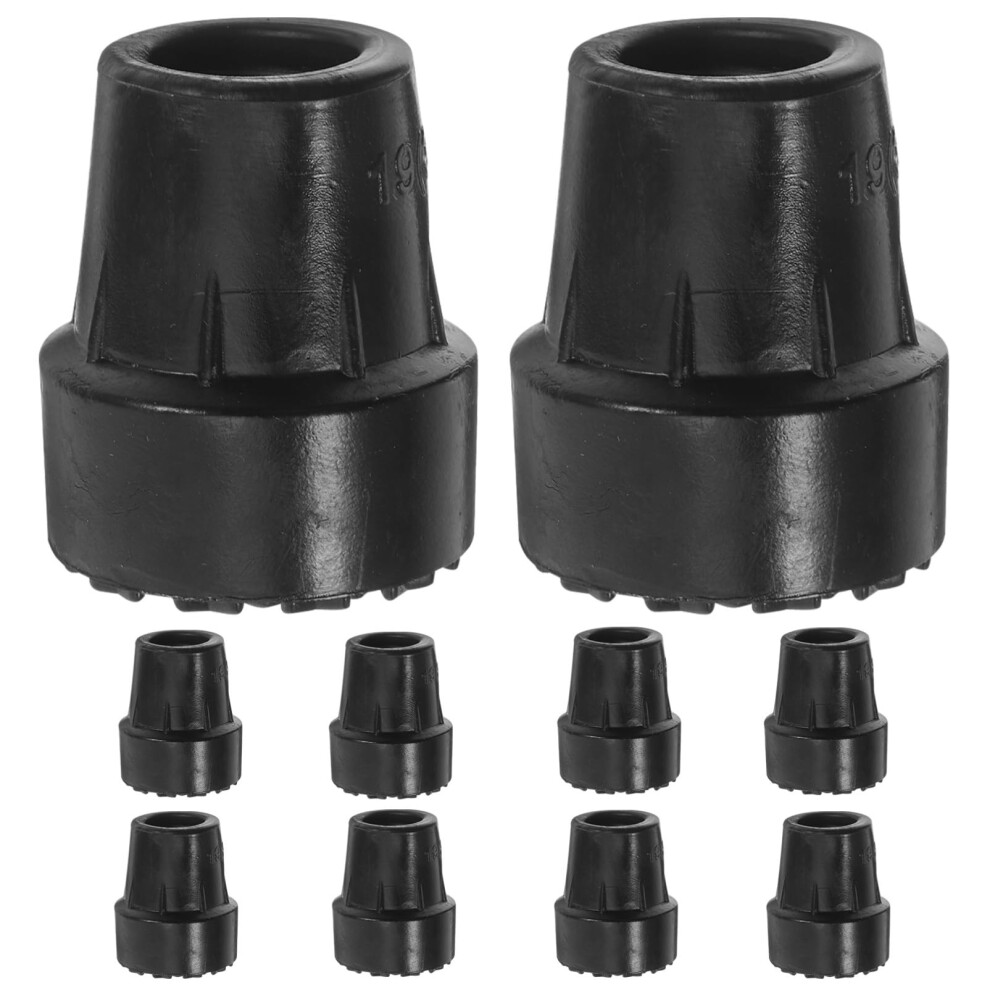 Black 10Pcs Replacement Crutch Head Slip Cane Tips Rubber For Walking Sticks Compatible With Crutches, Seniors