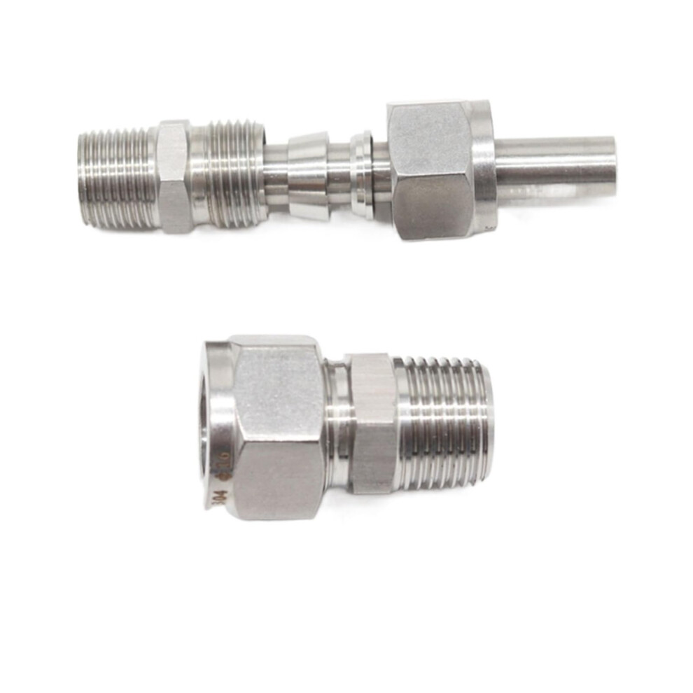 Bspt Male Double Ferrule Compression Tube Union Connector, Stainless 304, Od 3/4/6/8/10/12/14/16/18Mm, 1/8-1/2 In 9354506756772