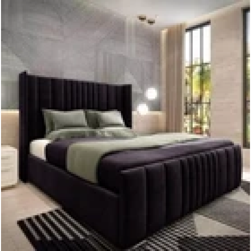 New York Ottoman Wing Bed With Mattress 4FT6 Black