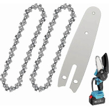 2 stuks kettingzaagketting met hardmetalen kettingzaagketting, lithium kettingzaagkettinggeleider (4"+ketting)